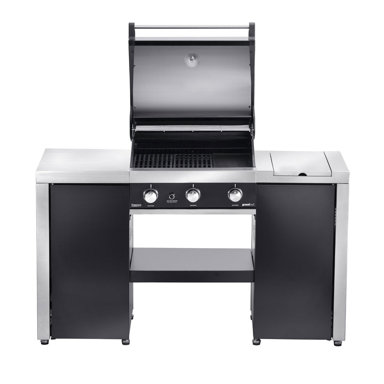 Grandhall Premium G3 Island, Schwarz, 3 Brenner mit Seitenbrenner - Grillstar.deGrandhall Premium G3 Island, Schwarz, 3 Brenner mit SeitenbrennerGrandhallGrillstar.deK03000217B8719324696326