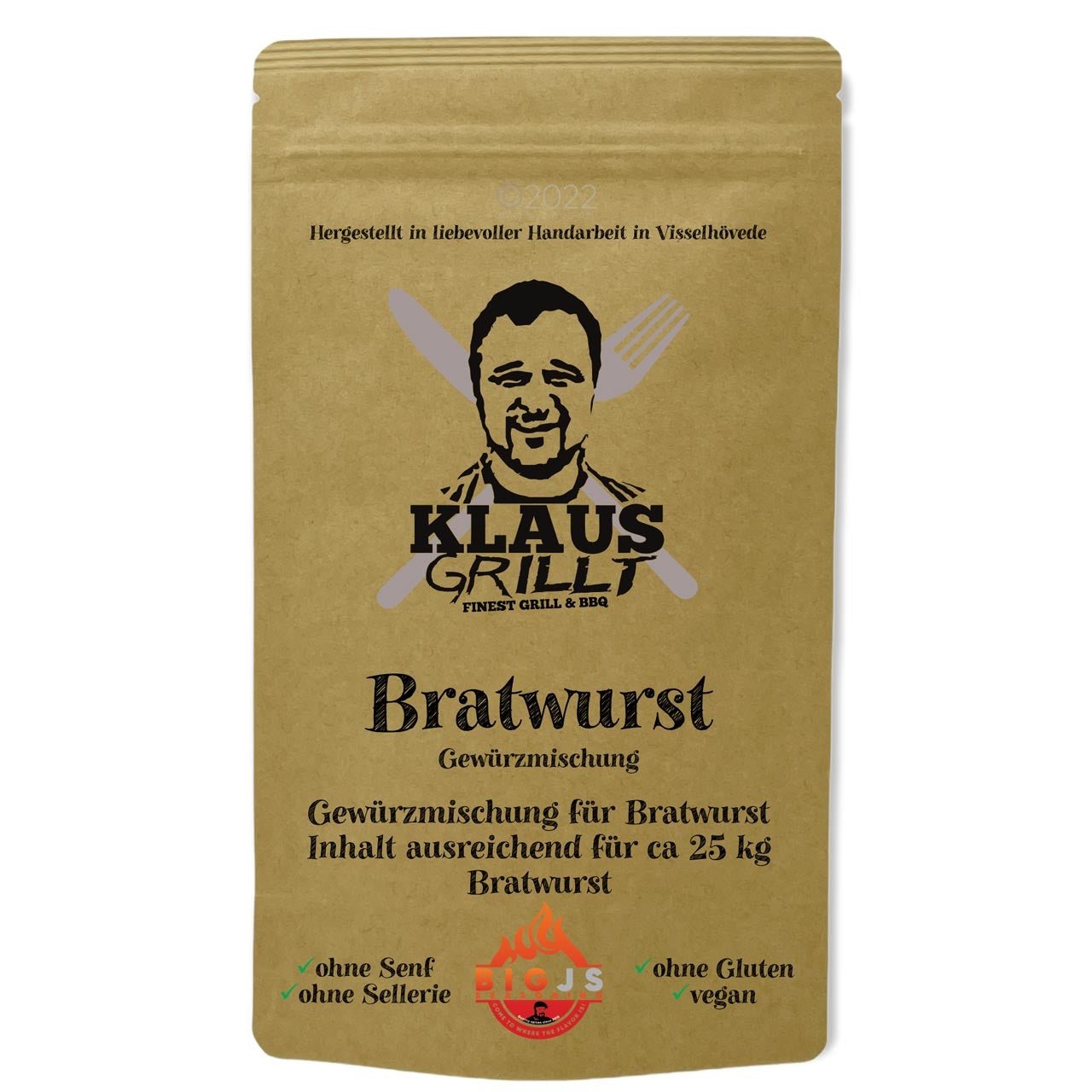 Klaus Grillt Bratwurst Gewürzmischung, 150g - Grillstar.deKlaus Grillt Bratwurst Gewürzmischung, 150gKlaus GrilltGrillstar.dekg320101504260436669240