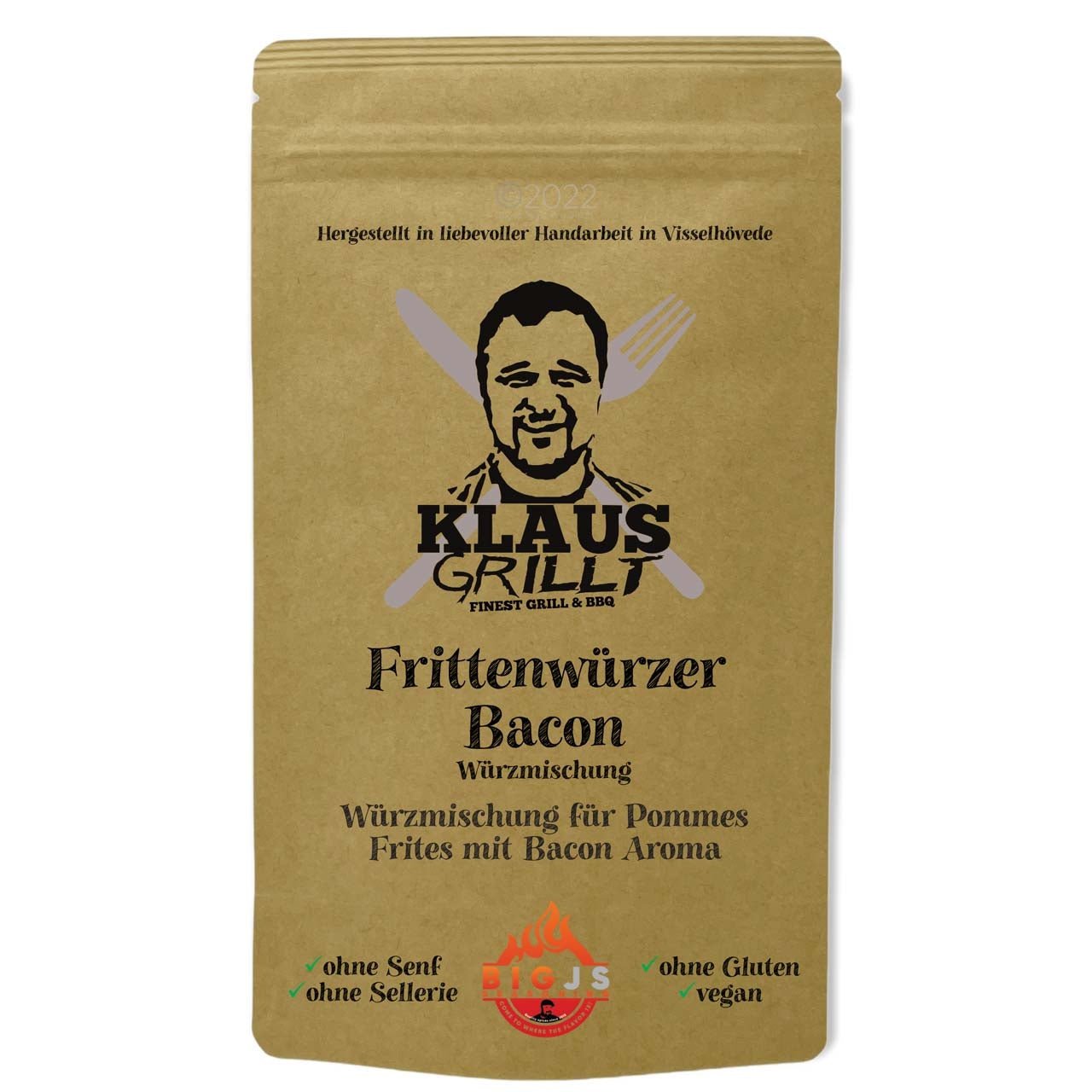 Klaus Grillt Frittenwürzer Bacon, 250g - Grillstar.deKlaus Grillt Frittenwürzer Bacon, 250gKlaus GrilltGrillstar.dekg308202504260436660117