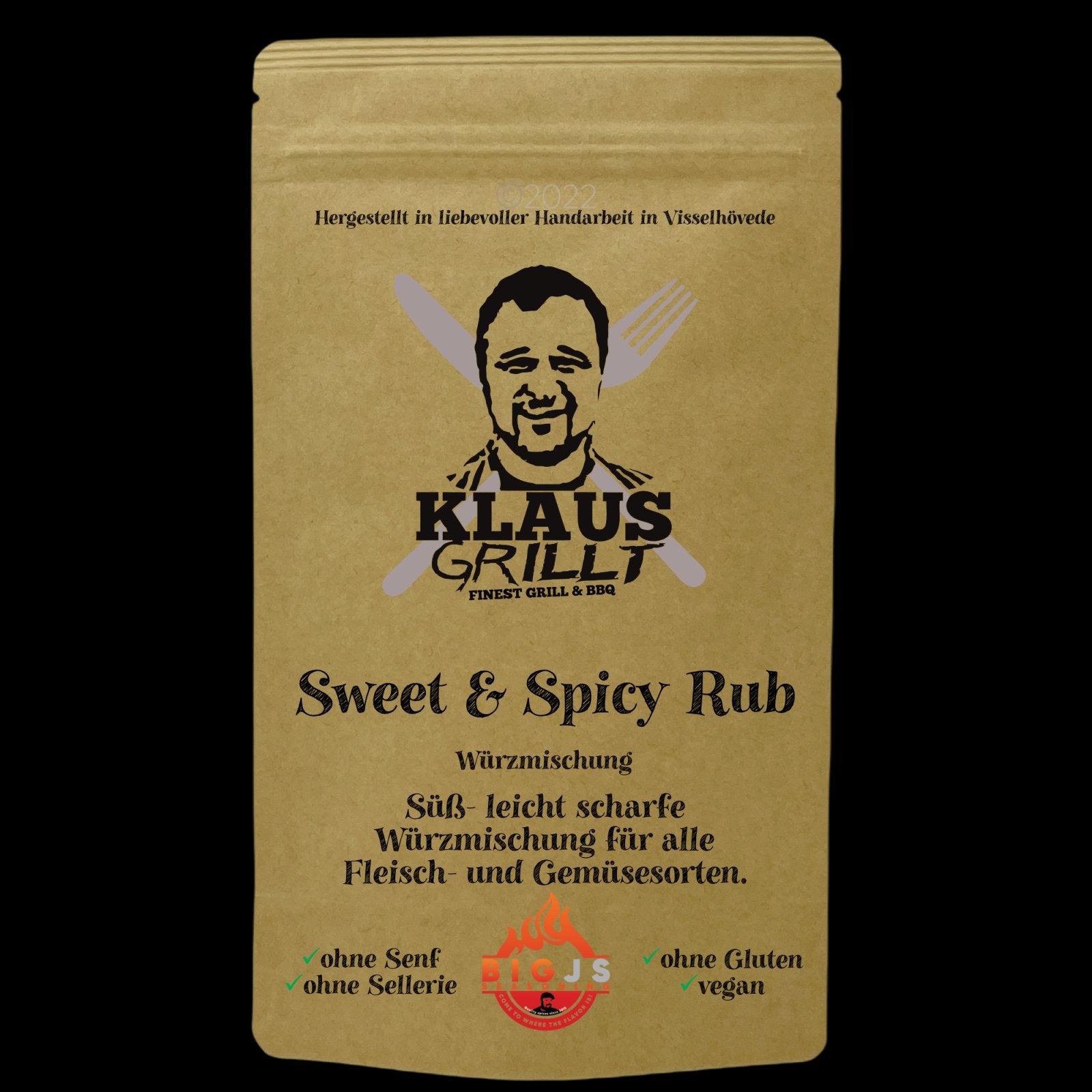 Klaus Grillt Sweet & Spicy Rub, 250g - Grillstar.deKlaus Grillt Sweet & Spicy Rub, 250gKlaus GrilltGrillstar.dekg308502504260769220965