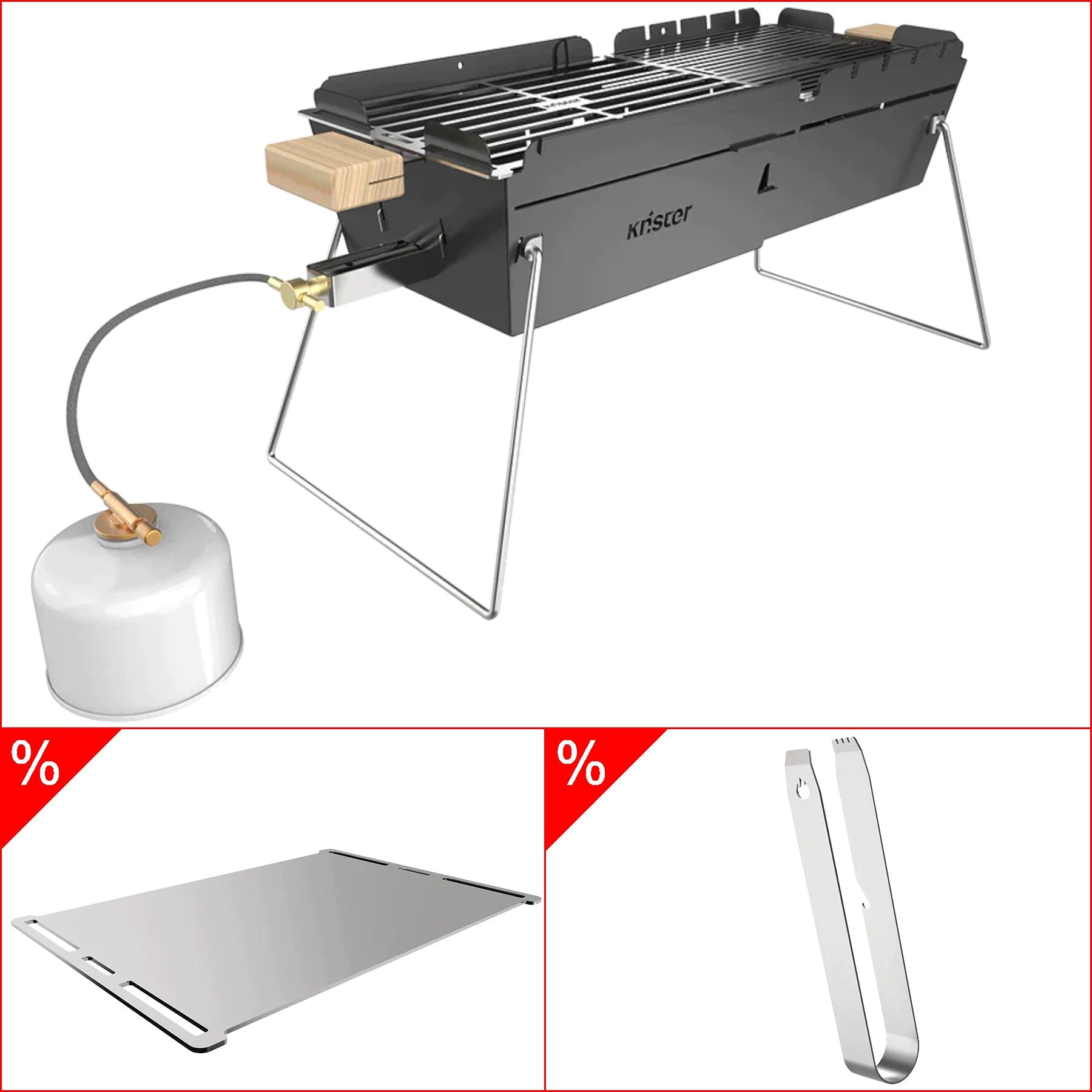 Knister Gasgrill lackiert+ Plancha + Grillzange - Grillstar.deKnister Gasgrill lackiert+ Plancha + GrillzangeKnisterGrillstar.deKnisterBundle03