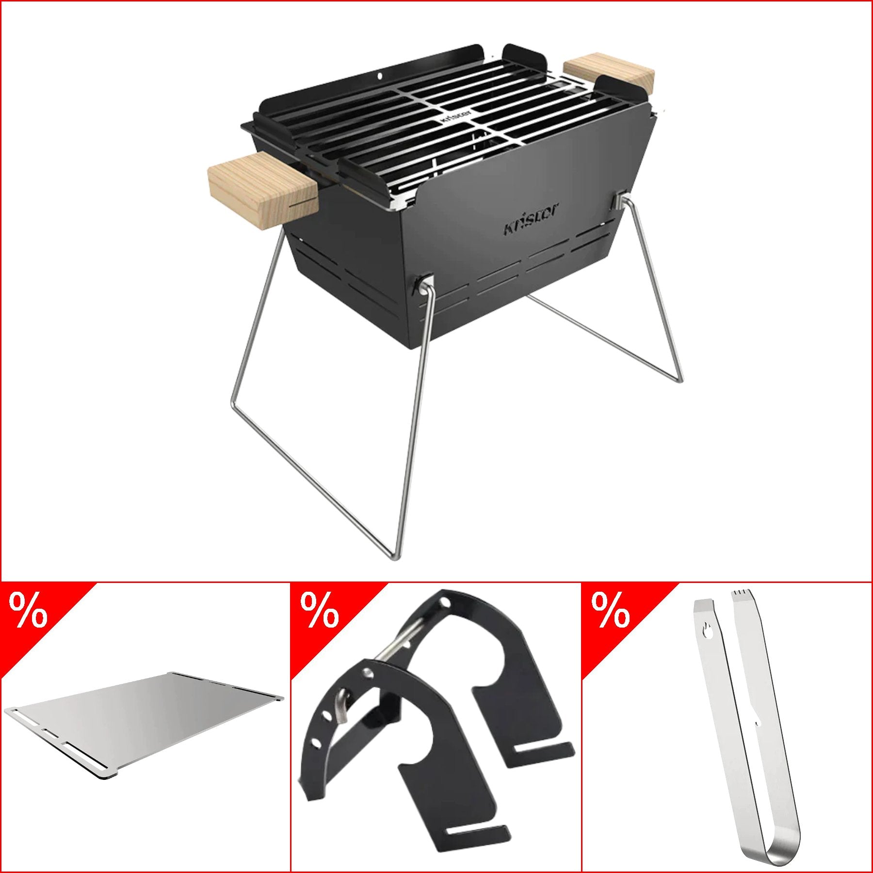 Knister Small + Fahrradhalterung + Plancha + Grillzange - Grillstar.deKnister Small + Fahrradhalterung + Plancha + GrillzangeKnisterGrillstar.deKnisterBundle05