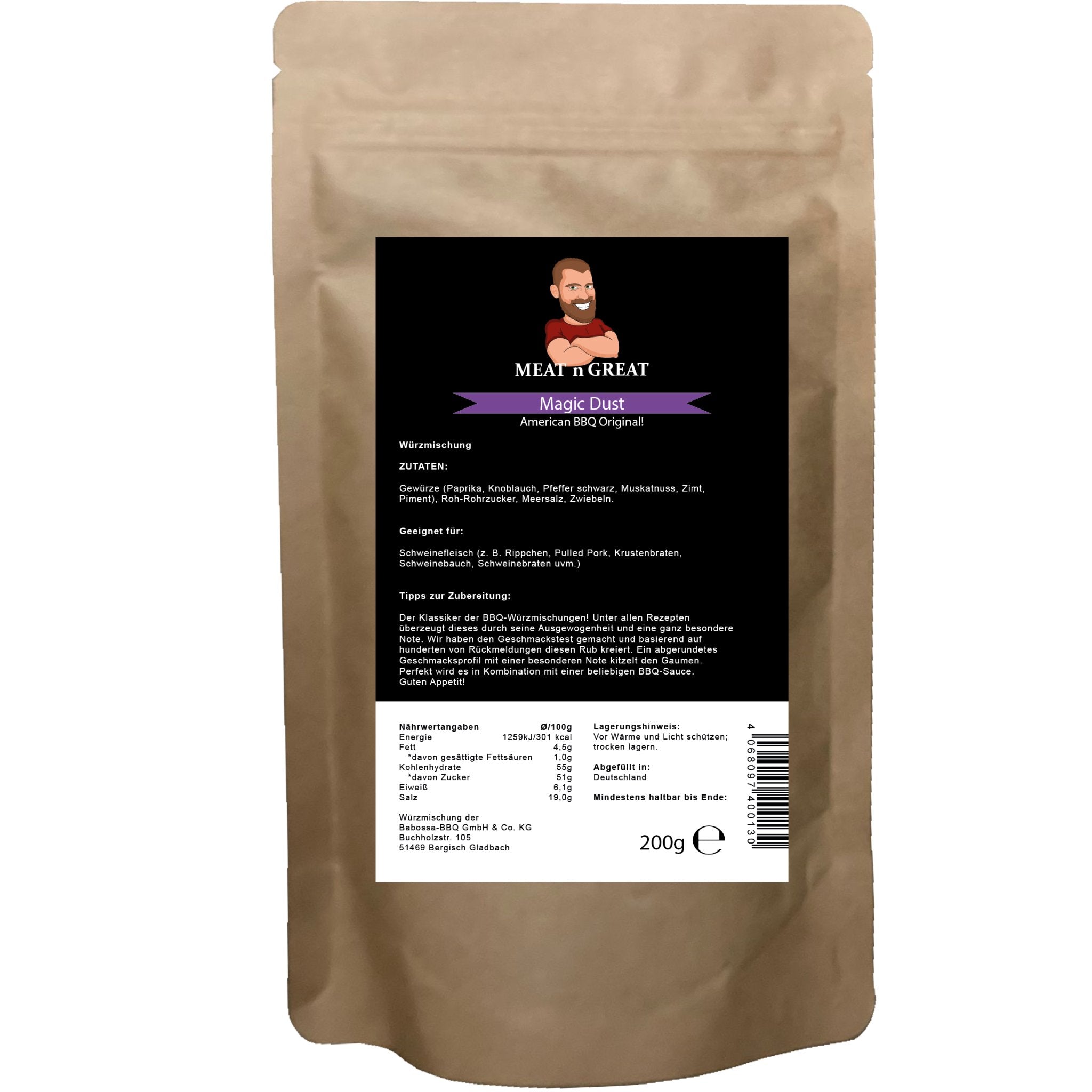 Meat 'n' Great Magic Dust Nachfüllbeutel 200 g - Grillstar.deMeat 'n' Great Magic Dust Nachfüllbeutel 200 gMeat 'n' GreatGrillstar.deB - 400134068097400130