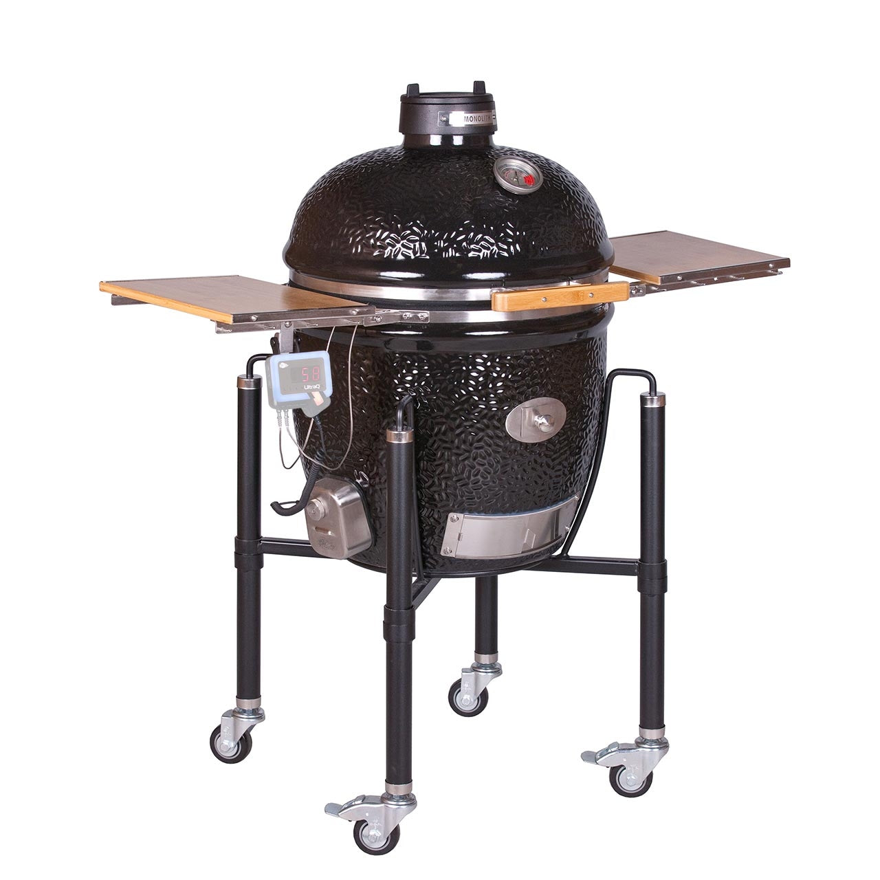 Monolith Classic BBQ Guru Pro-Serie 2.0 - BLACK inkl. Gestell & Seitentische