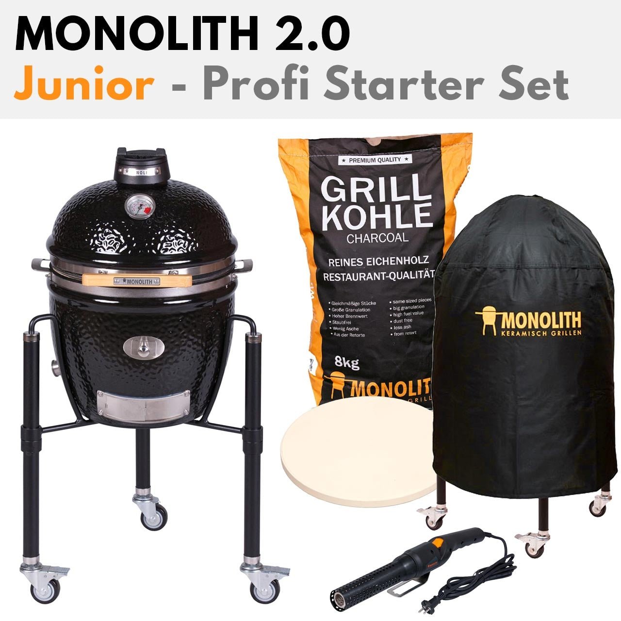 Monolith Junior Pro Serie 2.0 - Profi - Starter Set, Schwarz - Grillstar.deMonolith Junior Pro Serie 2.0 - Profi - Starter Set, SchwarzMonolithGrillstar.deJunior - Profi2.02500003127608