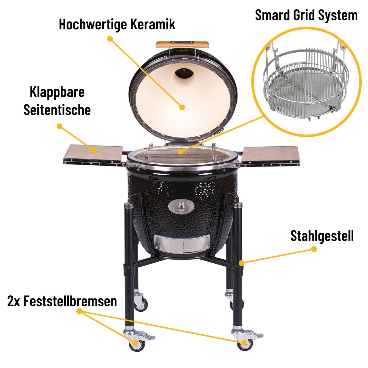 Monolith Kamado Grill Classic Pro-Serie 2.0 – BLACK mit Gestell