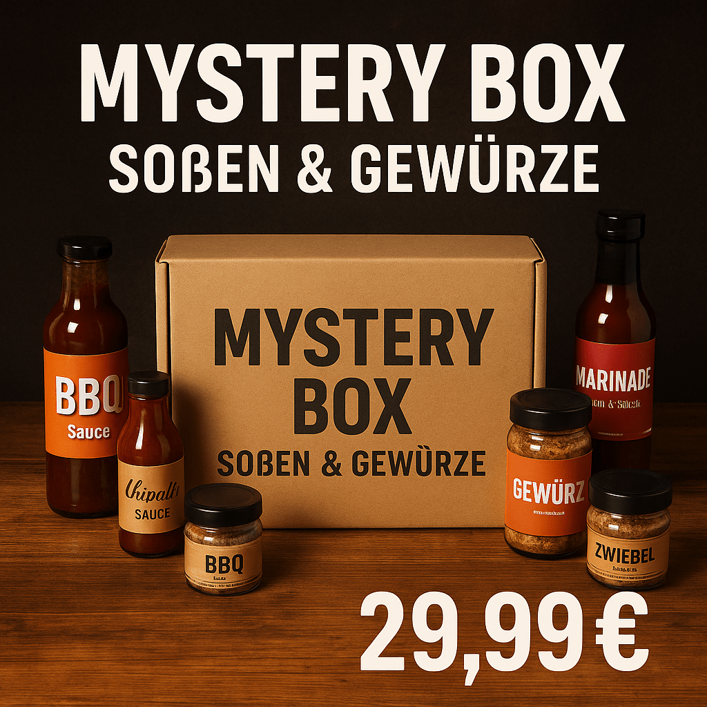 Mystery Box – Soßen & Gewürze im Wert von 60€ (MHD - Ware) - Grillstar.deMystery Box – Soßen & Gewürze im Wert von 60€ (MHD - Ware)LebensmittelGrillstarGrillstar.de