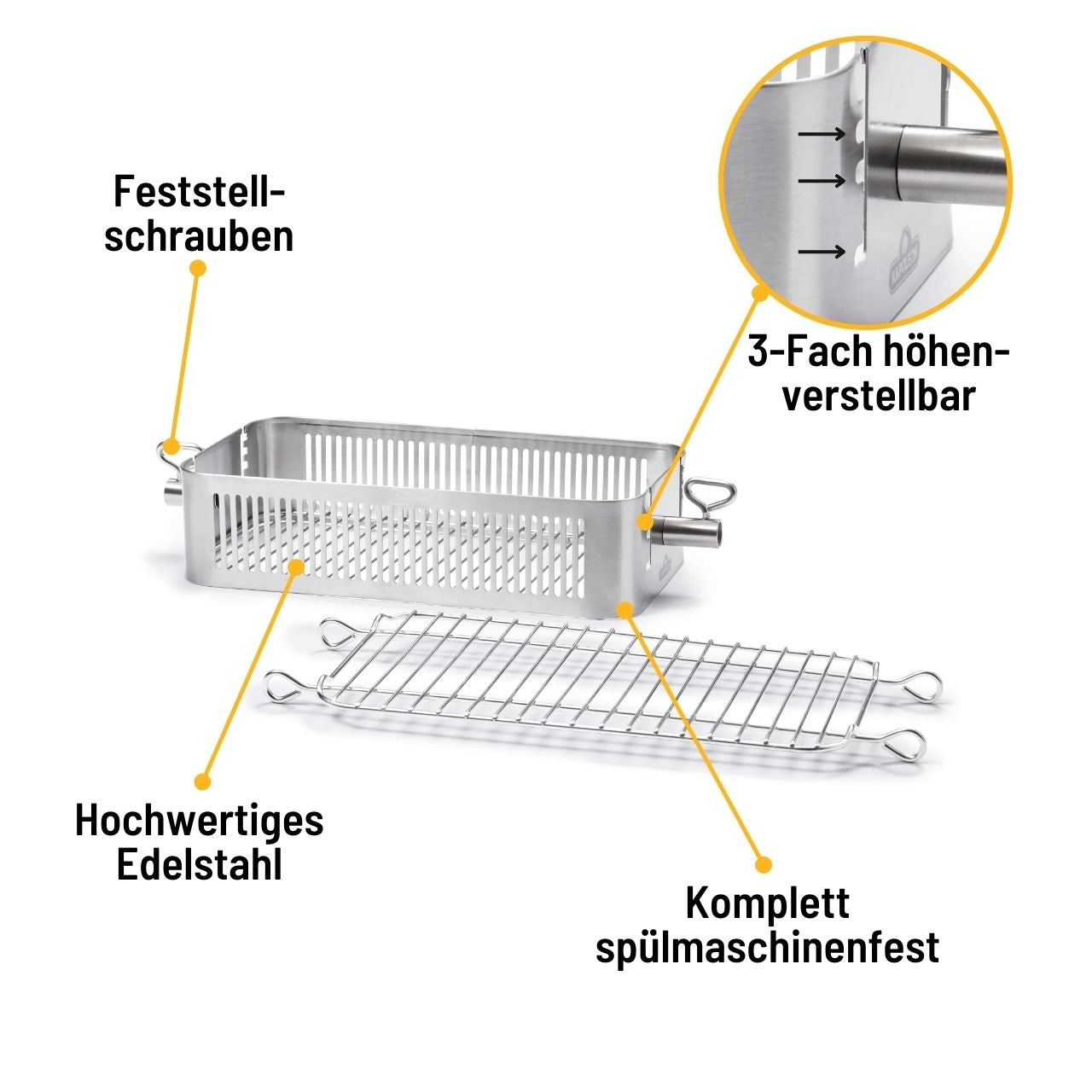 Napoleon Edelstahl-Grillkorb für Drehspieß, einstellbar
