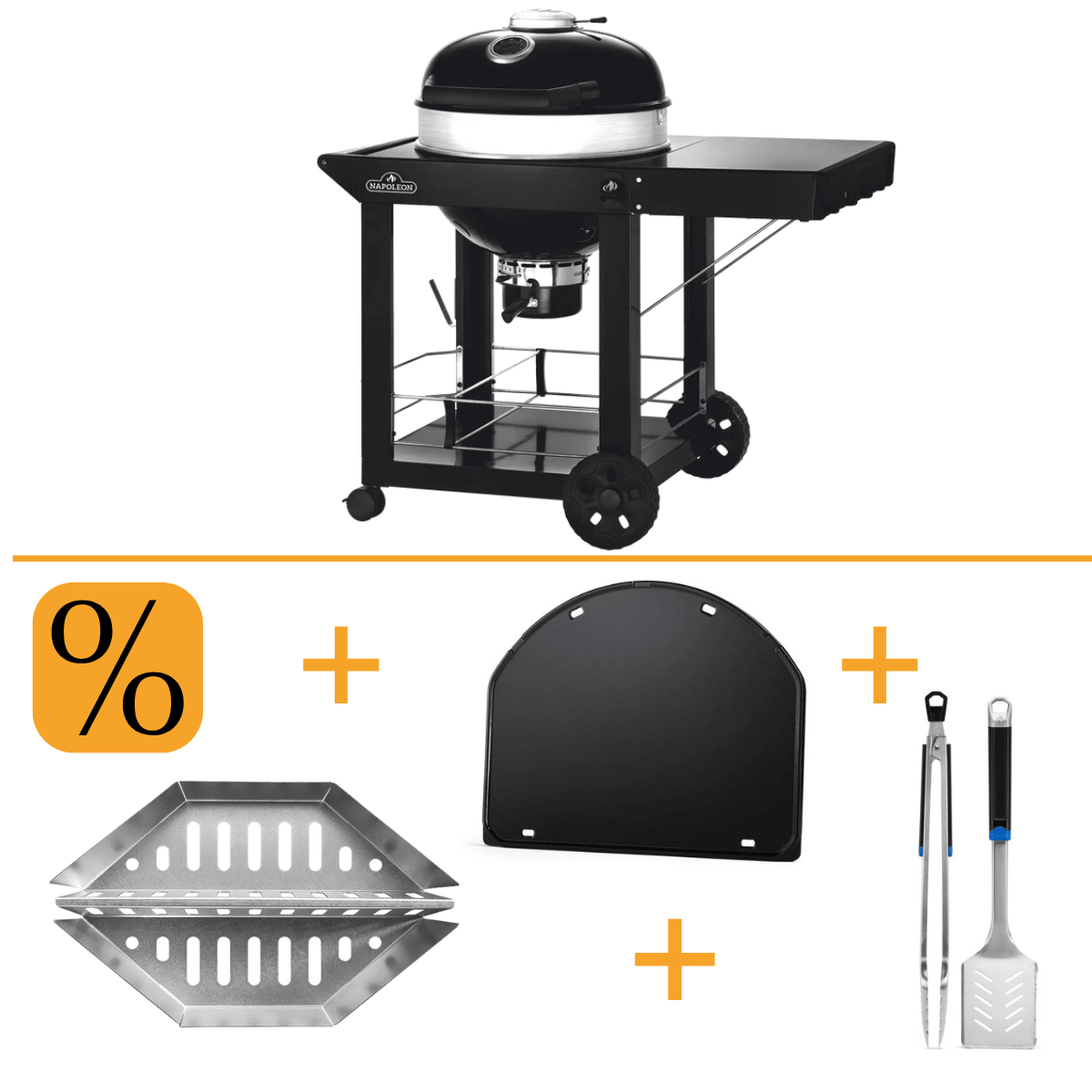 Napoleon Holzkohle-Kugelgrill, Ø57cm mit Unterwagen inkl. Gussplatte, Kohlekörbe & Besteckset - Grillstar.deNapoleon Holzkohle-Kugelgrill, Ø57cm mit Unterwagen inkl. Gussplatte, Kohlekörbe & BestecksetNapoleonGrillstar.de