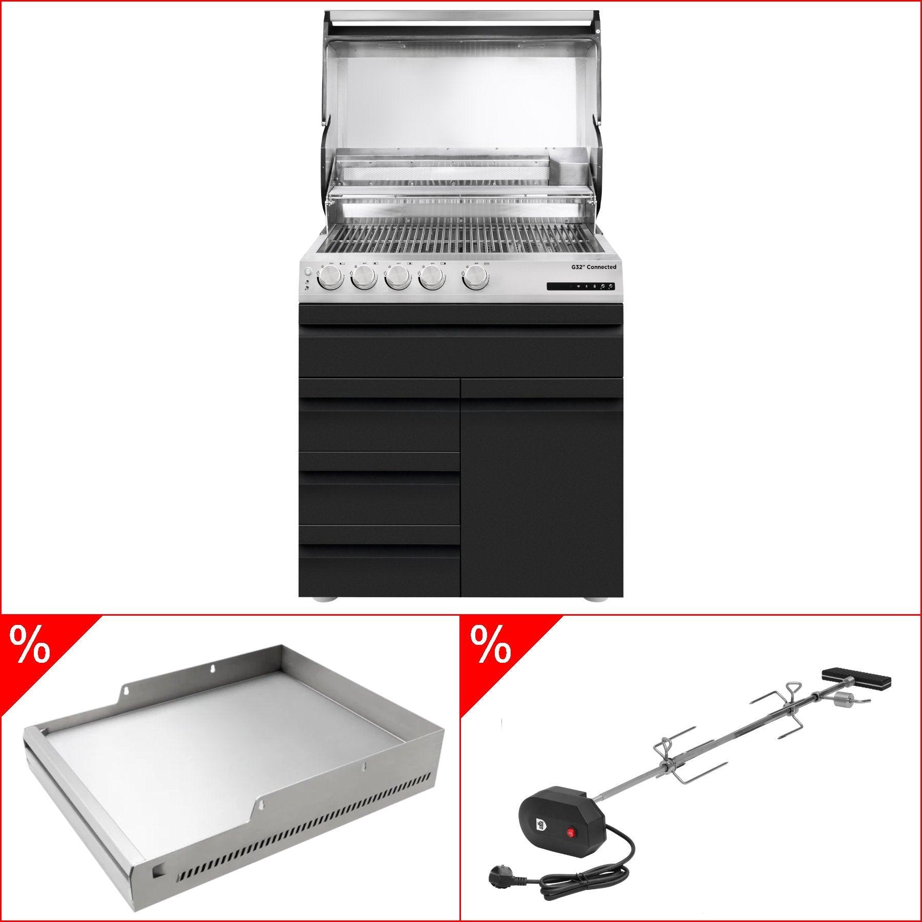 Otto Wilde G32" Connected, 3 Schubladen + 1 Tür (NEUES MODELL) + GRATIS Plancha + GRATIS Rotisserie - Grillstar.deOtto Wilde G32" Connected, 3 Schubladen + 1 Tür (NEUES MODELL) + GRATIS Plancha + GRATIS RotisserieOtto WildeGrillstar.de490116 - 420161 - 420131