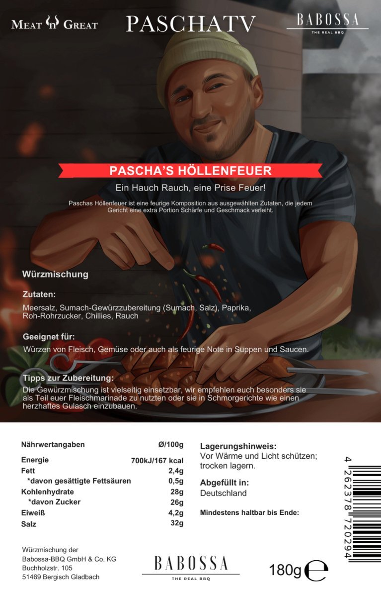 Pascha´s Höllenfeuer | Höllenfeuer Gewürz | PaschaTV | 180g Beutel - Grillstar.dePascha´s Höllenfeuer | Höllenfeuer Gewürz | PaschaTV | 180g BeutelBabossaGrillstar.deGP_S_014262378720294