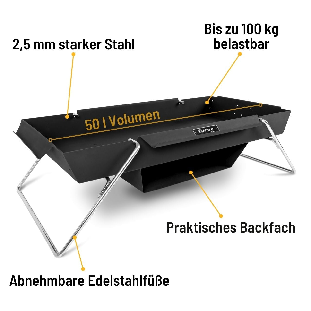 Petromax Brennbock, transportable Lagerfeuer- & Kochstelle