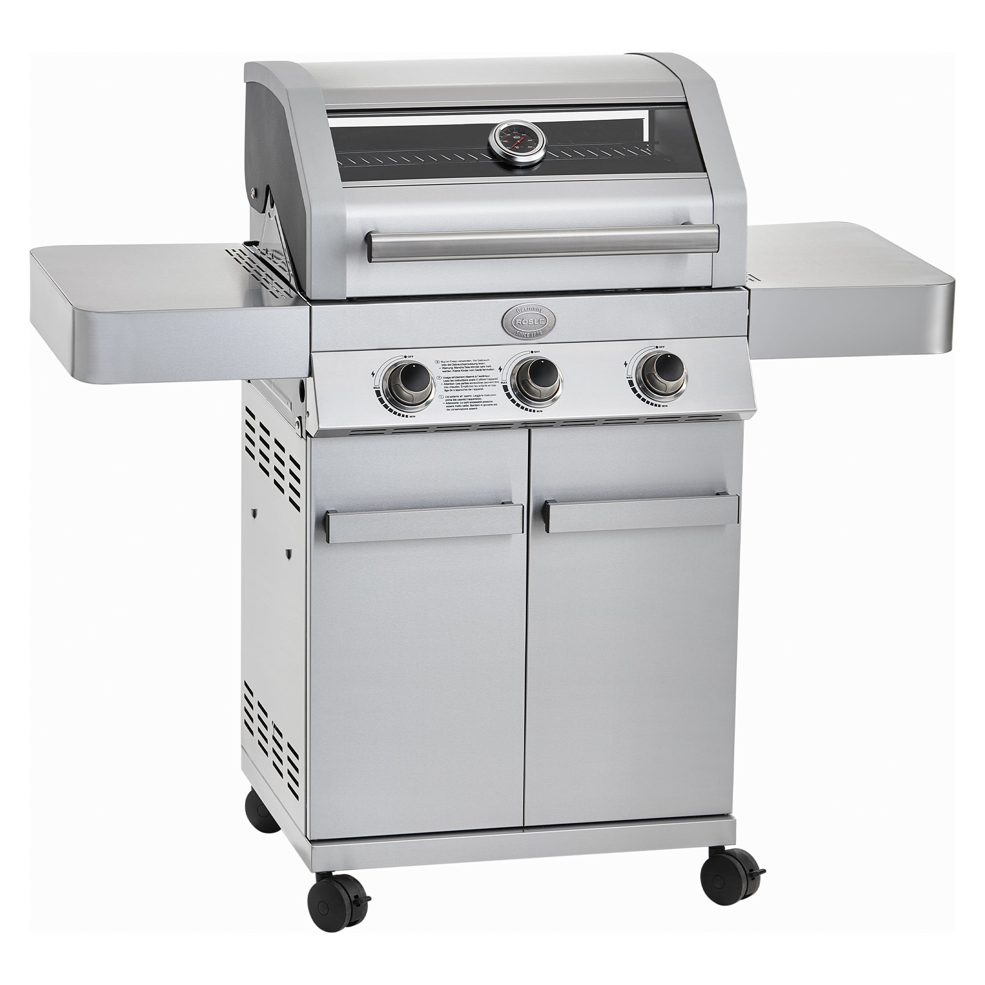 Rösle Gasgrill BBQ - Station Gourmet G3 Edelstahl 50mbar - Grillstar.deRösle Gasgrill BBQ - Station Gourmet G3 Edelstahl 50mbarRösleGrillstar.de435434004293435439