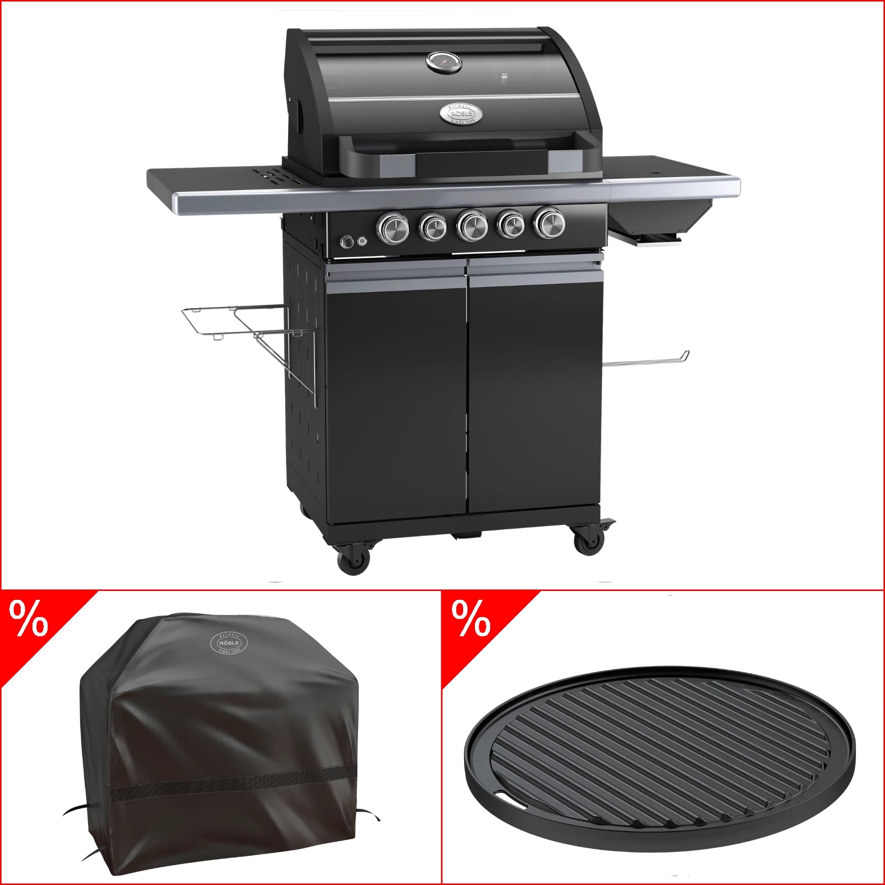 Rösle Gasgrill BBQ - Station MAGNUM PRO G3 schwarz 50 mbar Bundle mit GRATIS Abdeckhaube und Grillplatte, rund - Grillstar.deRösle Gasgrill BBQ - Station MAGNUM PRO G3 schwarz 50 mbar Bundle mit GRATIS Abdeckhaube und Grillplatte, rundRösleGrillstar.de25558_25423_25556