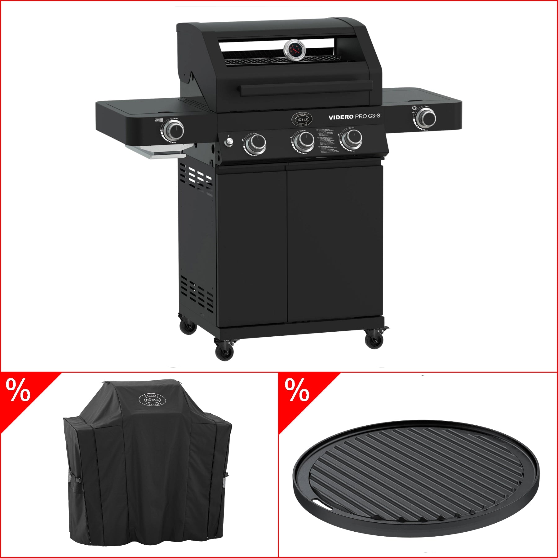 Rösle Videro Pro G3 - S Vario+ 50mbar inkl. GRATIS Abdeckhaube und Grillplatte, rund - Grillstar.deRösle Videro Pro G3 - S Vario+ 50mbar inkl. GRATIS Abdeckhaube und Grillplatte, rundRösleGrillstar.de25570_25516_25423