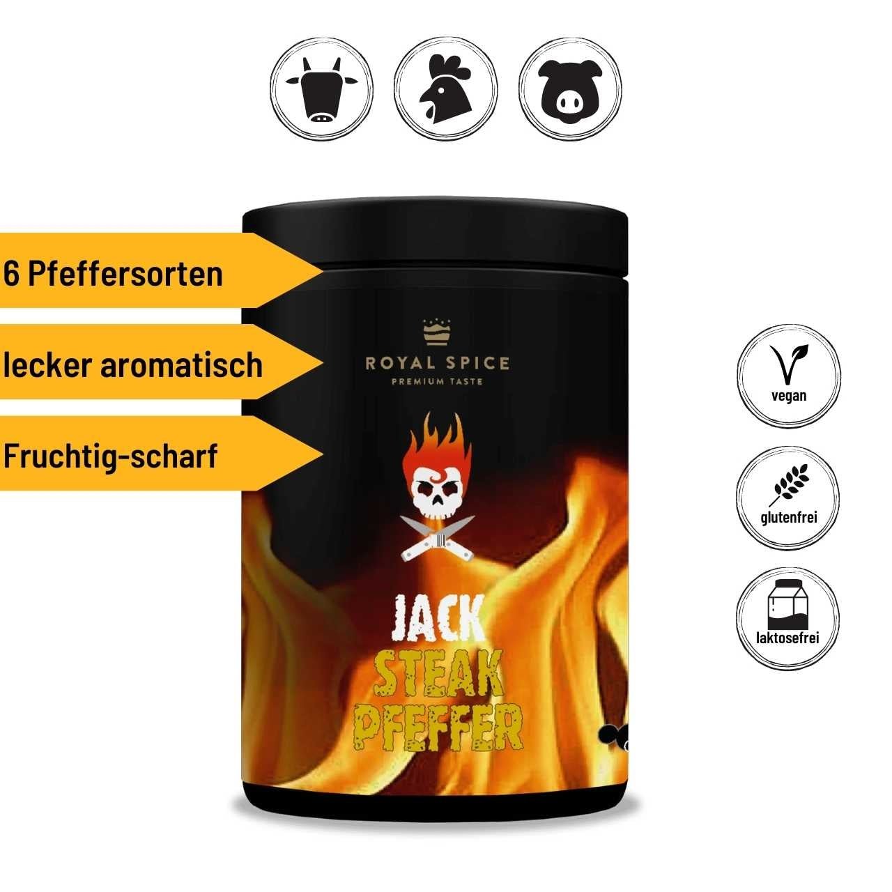 Royal Spice - Jack Steakpfeffer, 270 g - Grillstar.deRoyal Spice - Jack Steakpfeffer, 270 gRoyal SpiceGrillstar.de