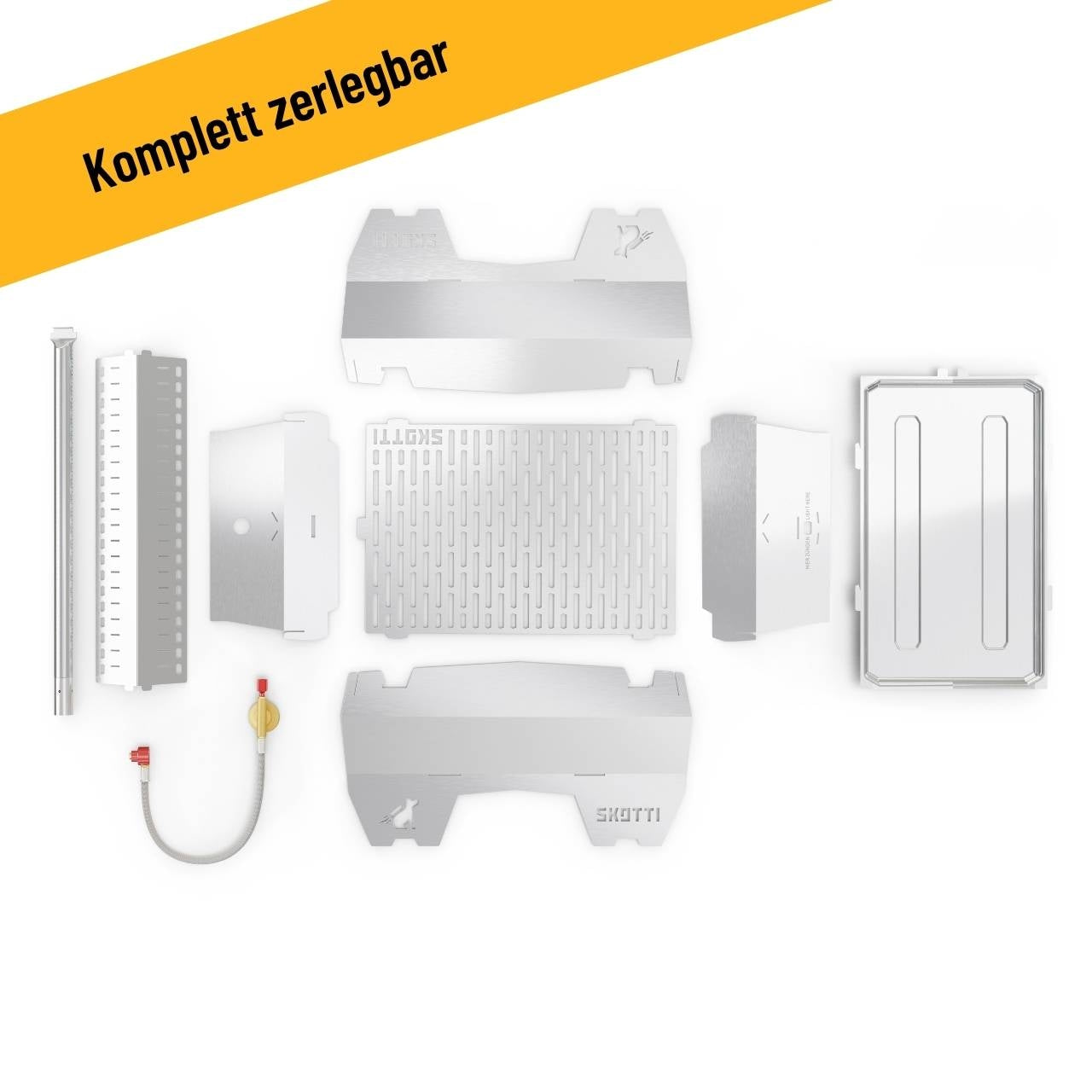 Skotti 2.0 + 2x Skotti Gaskartusche, transportabler & klappbarer Campinggrill - schnell aufbaubar