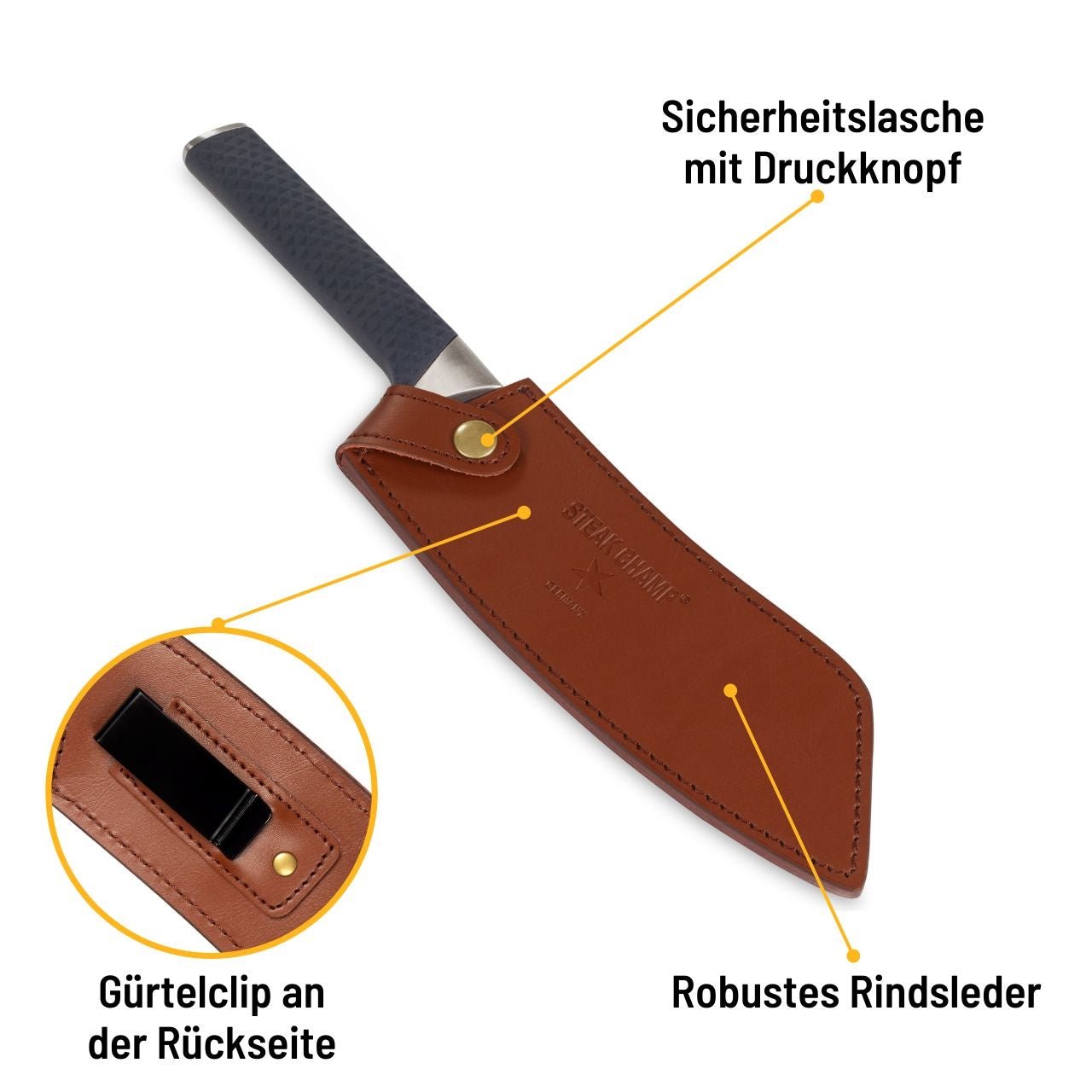 Steak Champ Lederholster für BBQ Pro Kochmesser - Grillstar.deSteak Champ Lederholster für BBQ Pro KochmesserSteak ChampGrillstar.de