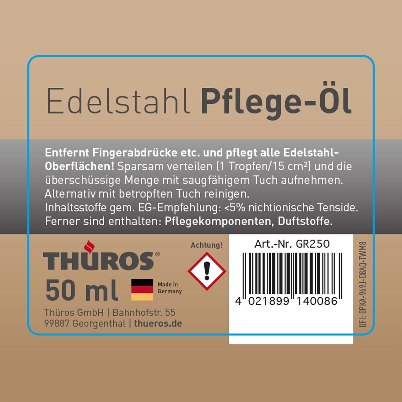 Thüros Edelstahl Pflege - Öl - Grillstar.deThüros Edelstahl Pflege - ÖlThürosGrillstar.de