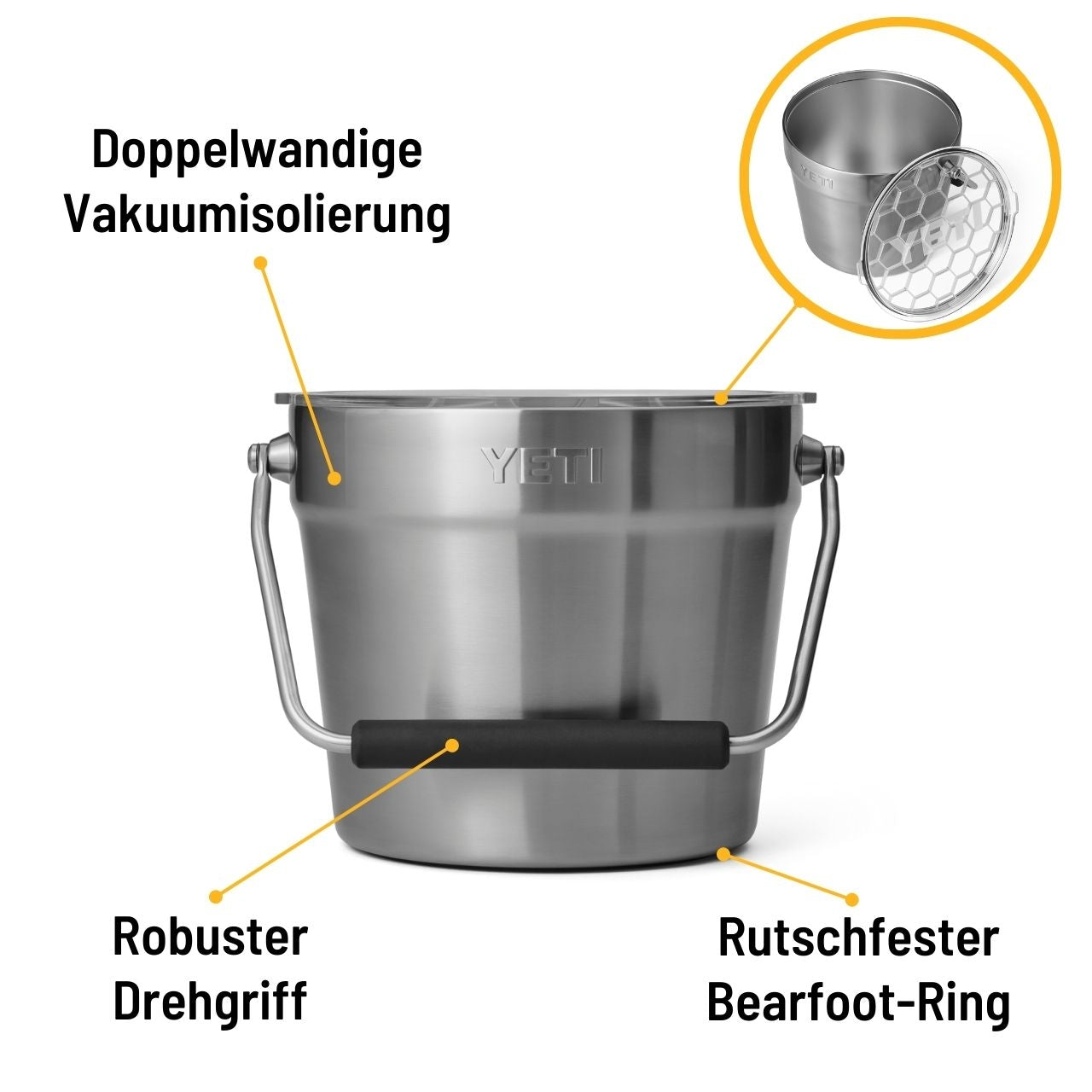 YETI Rambler Getränkekübel, 7,6 Liter, Edelstahl