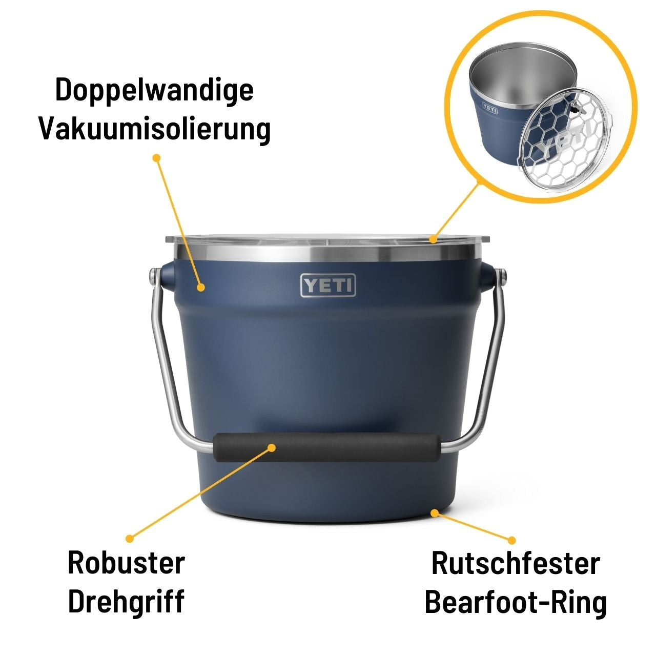 YETI Rambler Getränkekübel, 7,6 Liter, Navy