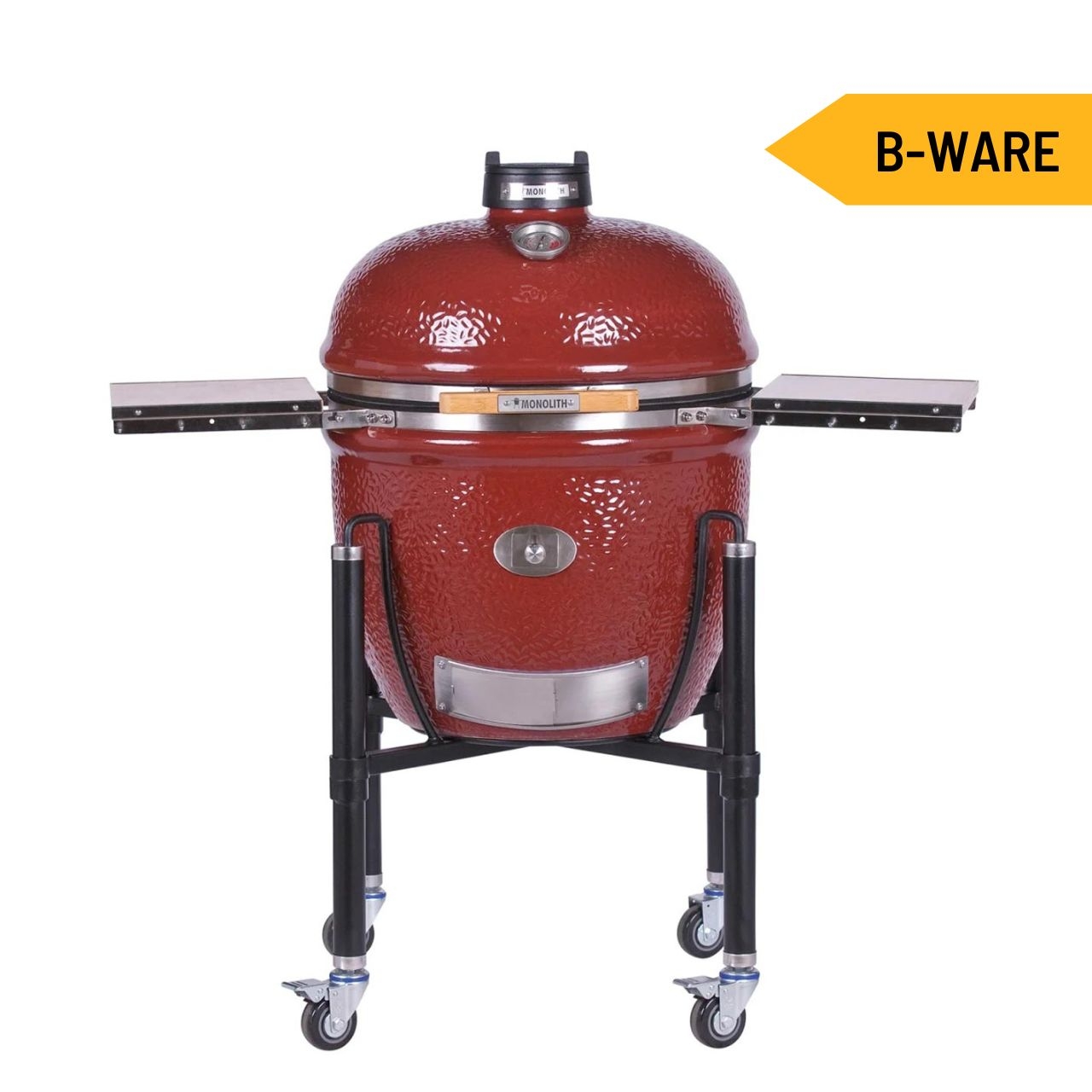 Monolith Kamado Grill LeChef Pro-Serie 2.0 – RED mit Gestell, 55 cm Edelstahlrost, Glasfaserdichtung, Smart Grid System B-WARE